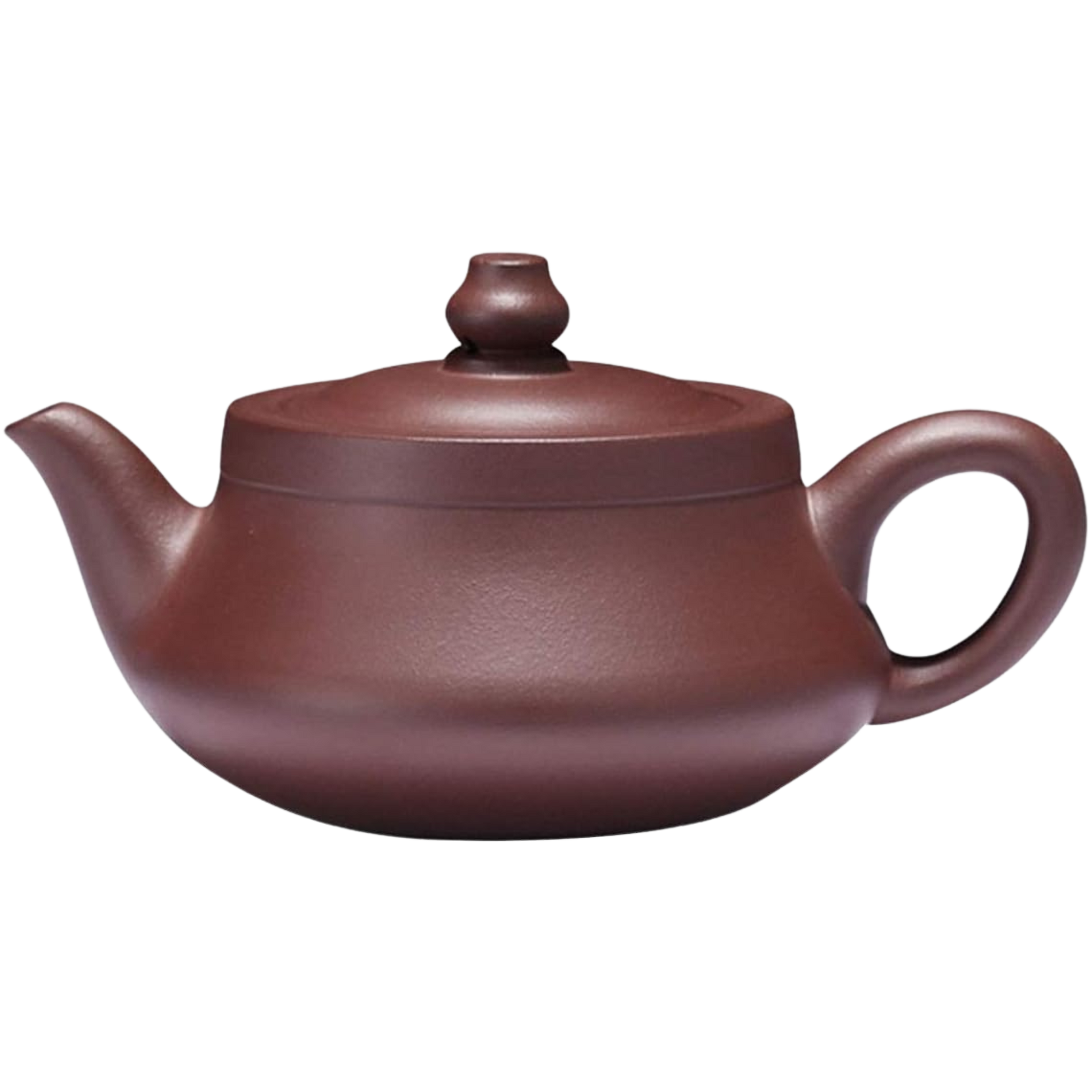 Purple Clay Yixing clay teapot seen from the side