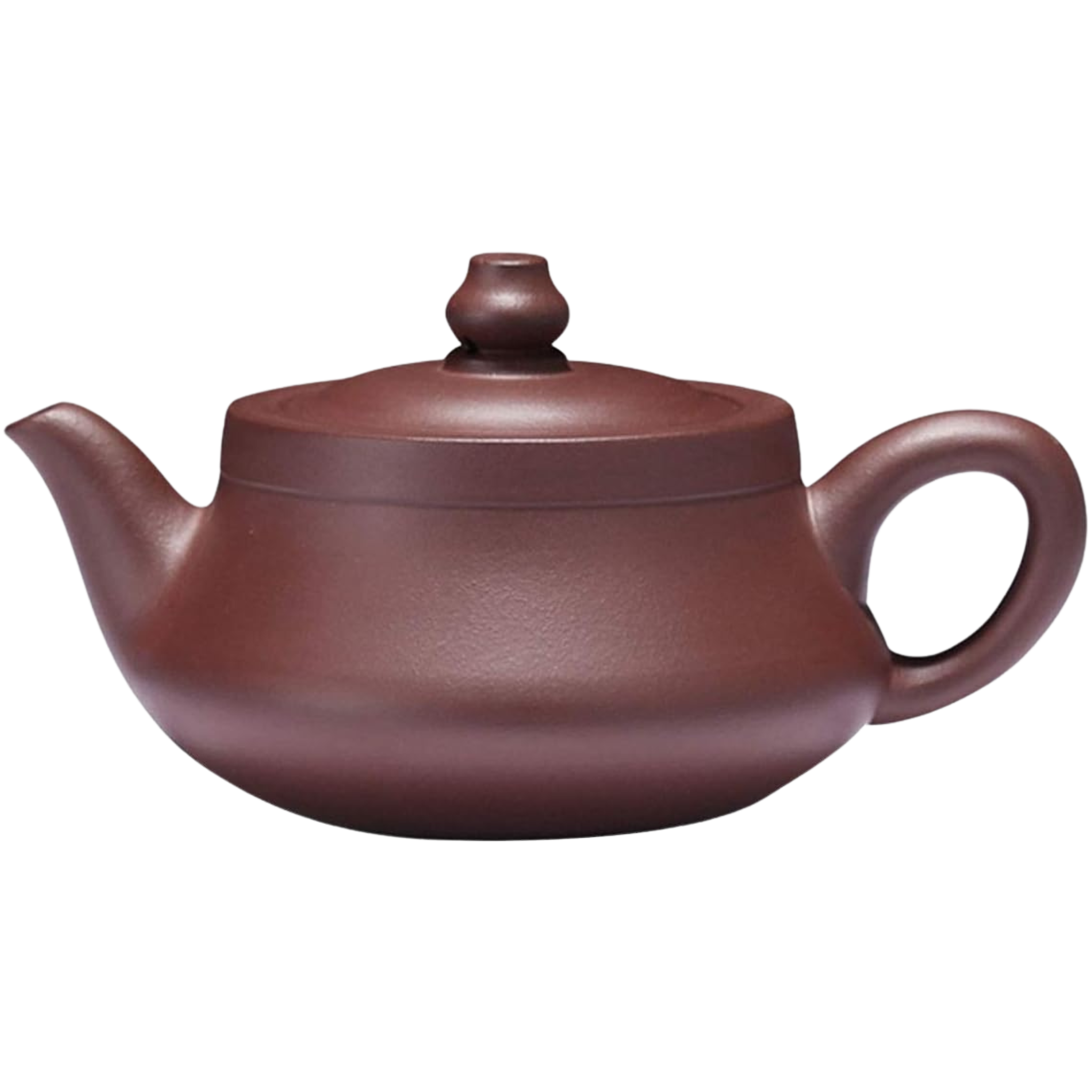 Purple Clay Yixing clay teapot seen from the side