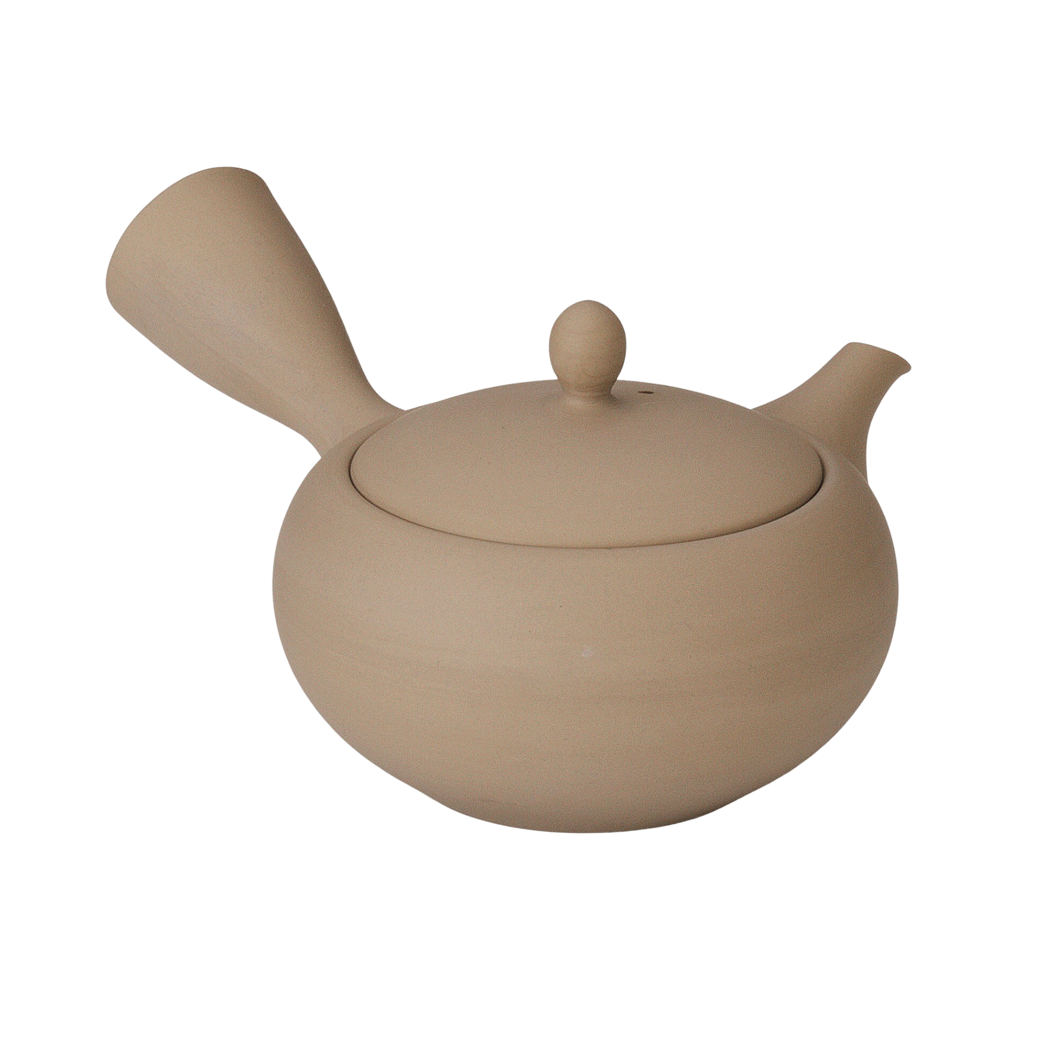 Sand ceramic Japanese kyusu seen from the back
