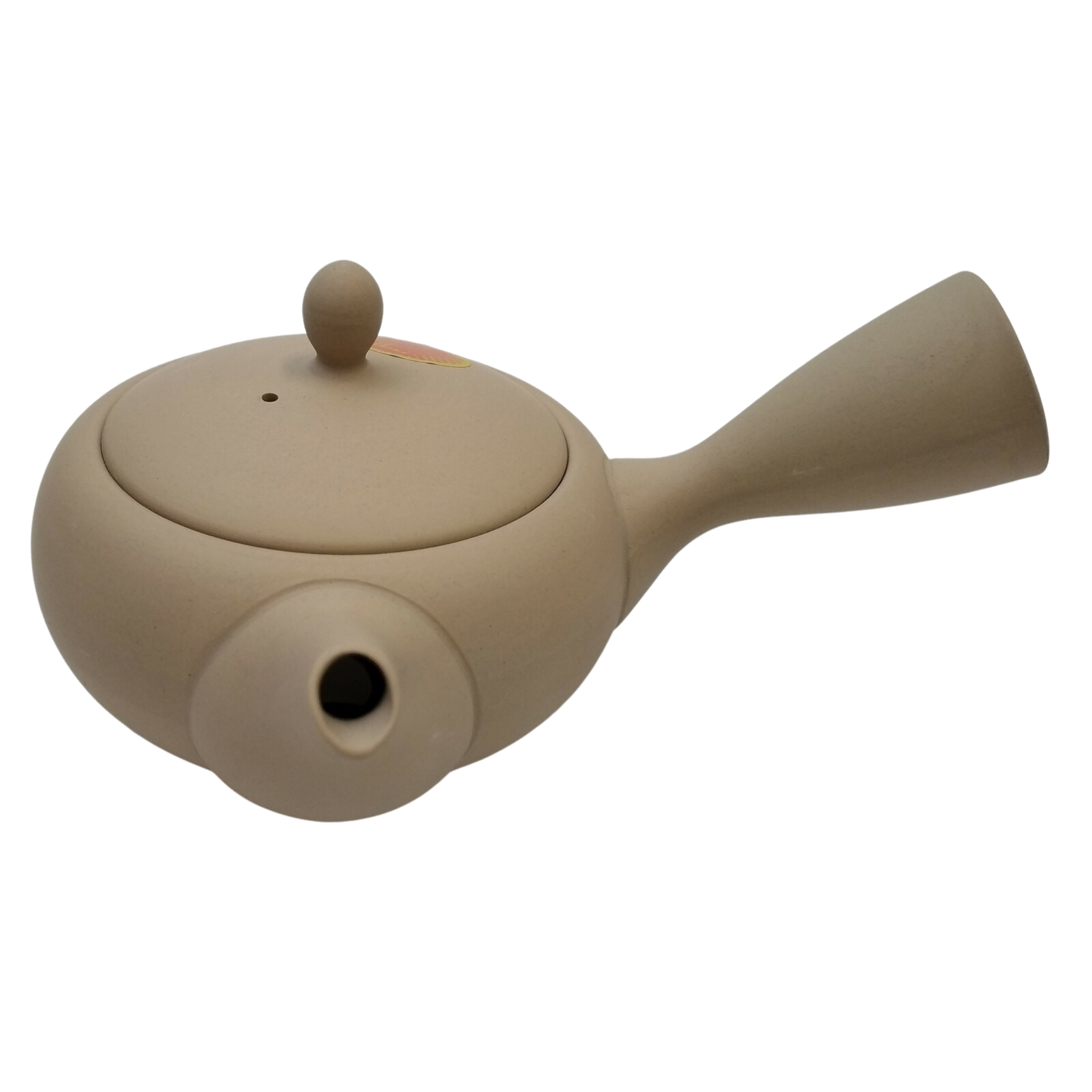 Sand ceramic Japanese kyusu seen from the front