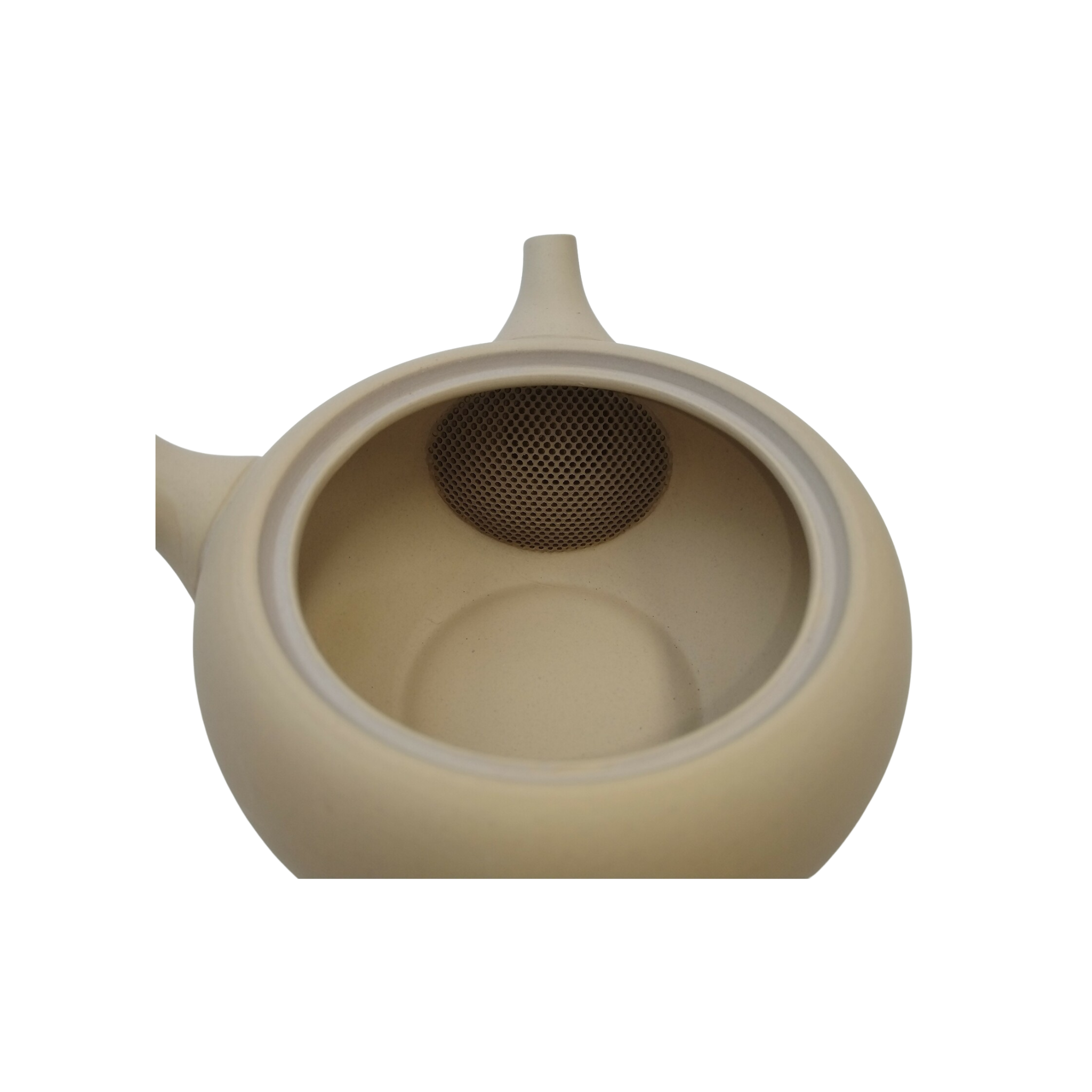 Sand ceramic Japanese kyusu seen from the top