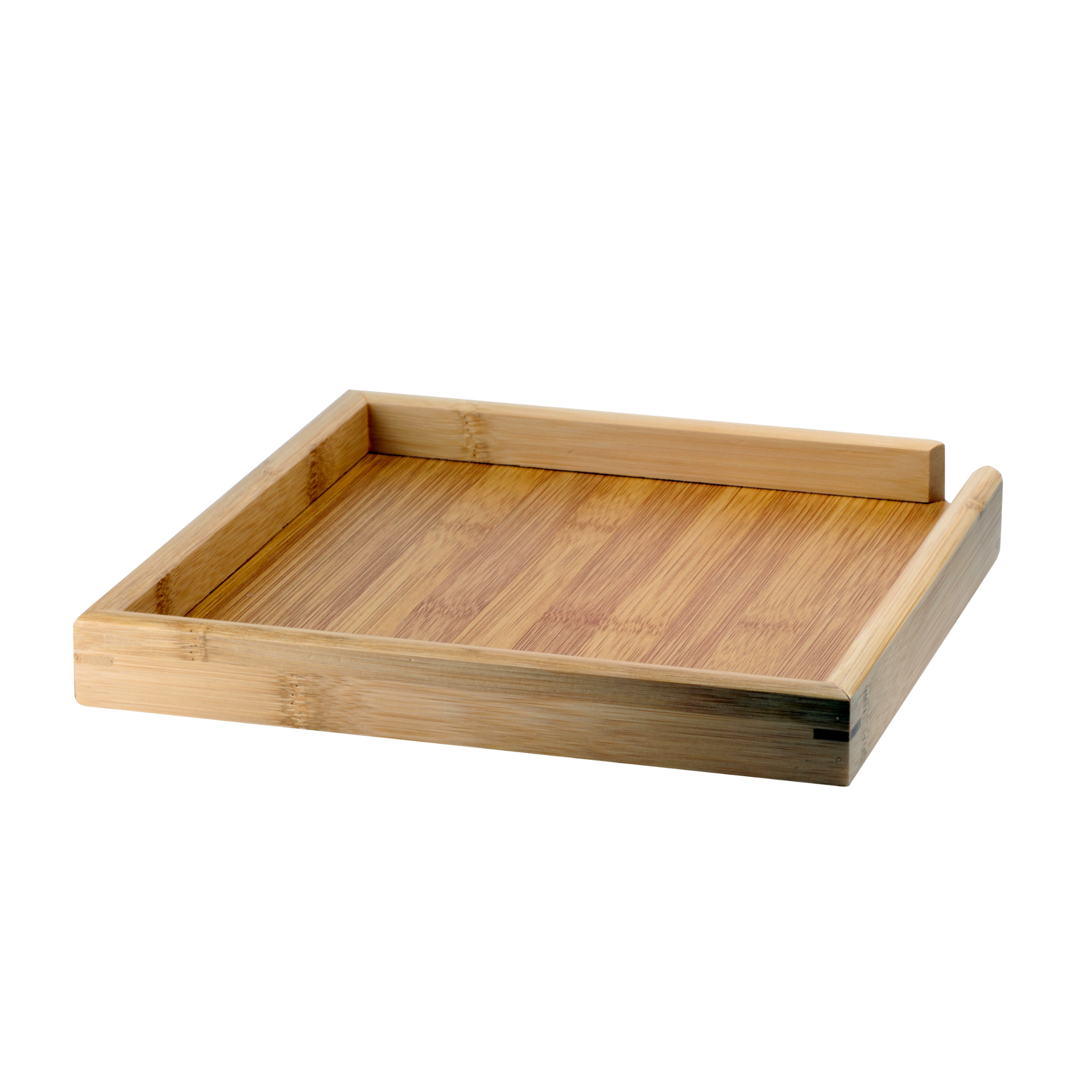 Wooden Pu'er tea cake tray with a natural bamboo finish