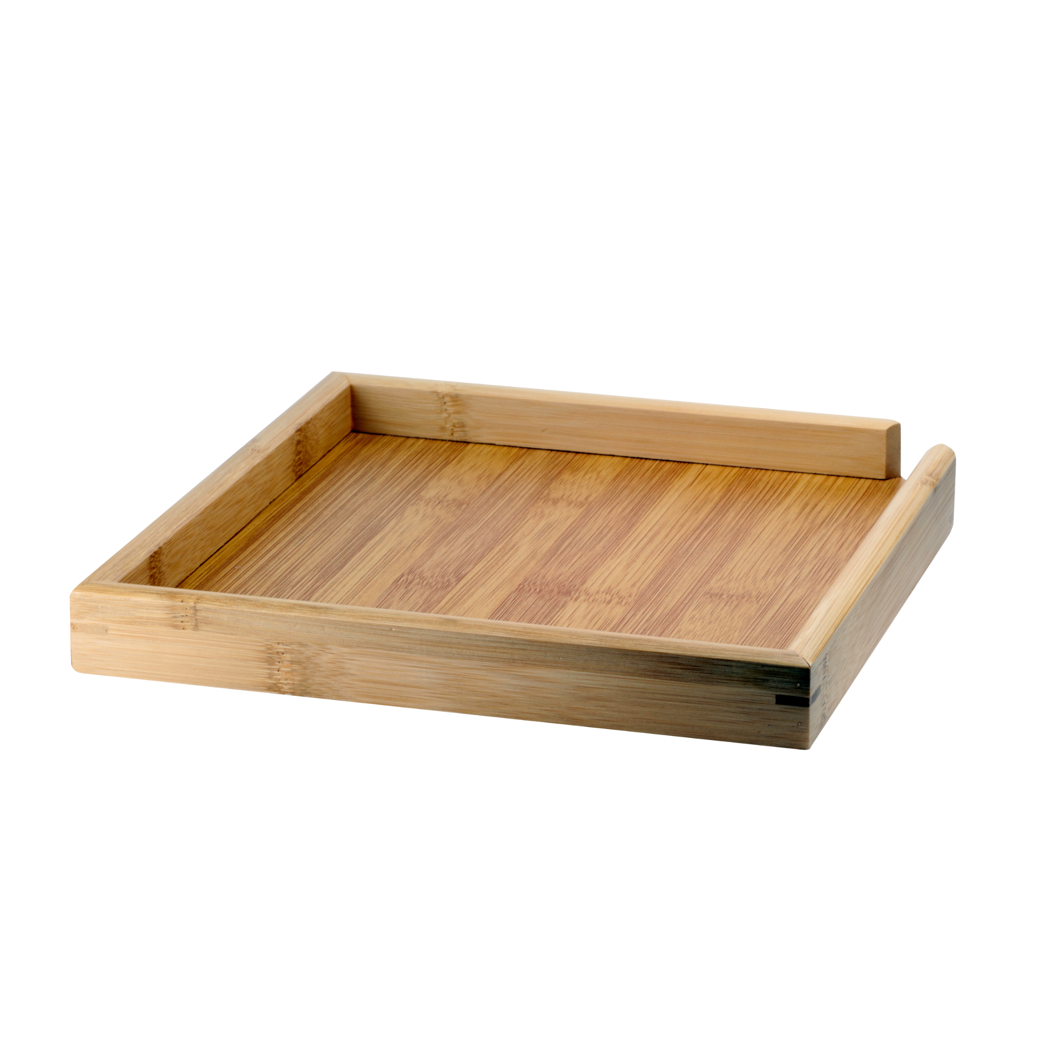 Wooden Pu'er tea cake tray with a natural bamboo finish