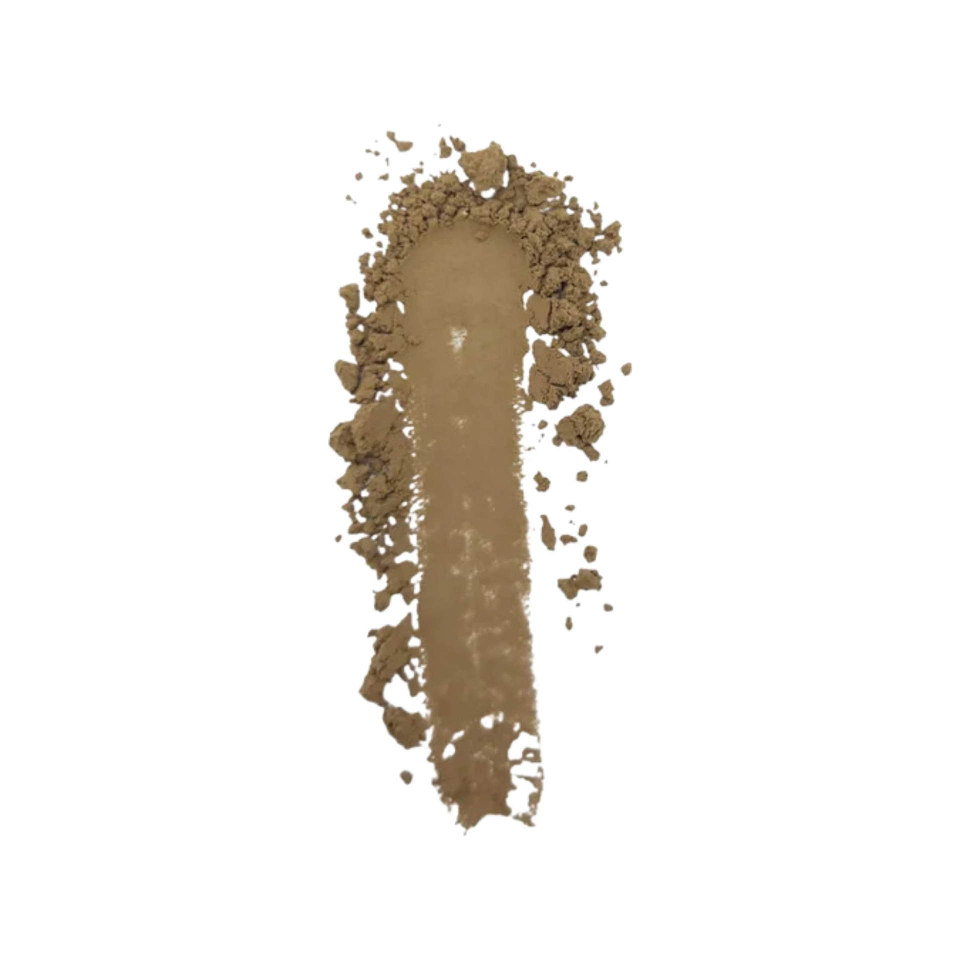 A vertical smear of finely ground Hojicha powder in a warm taupe-brown shade