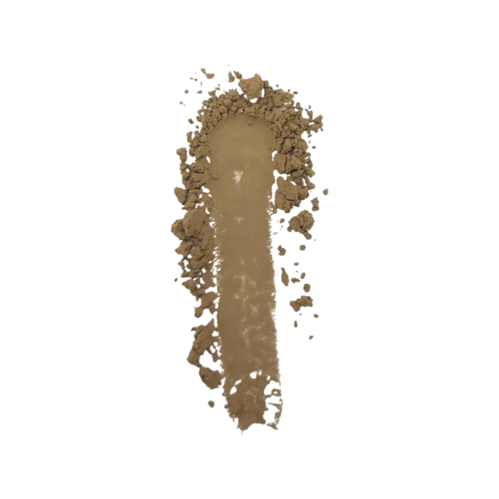 A vertical smear of finely ground Hojicha powder in a warm taupe-brown shade