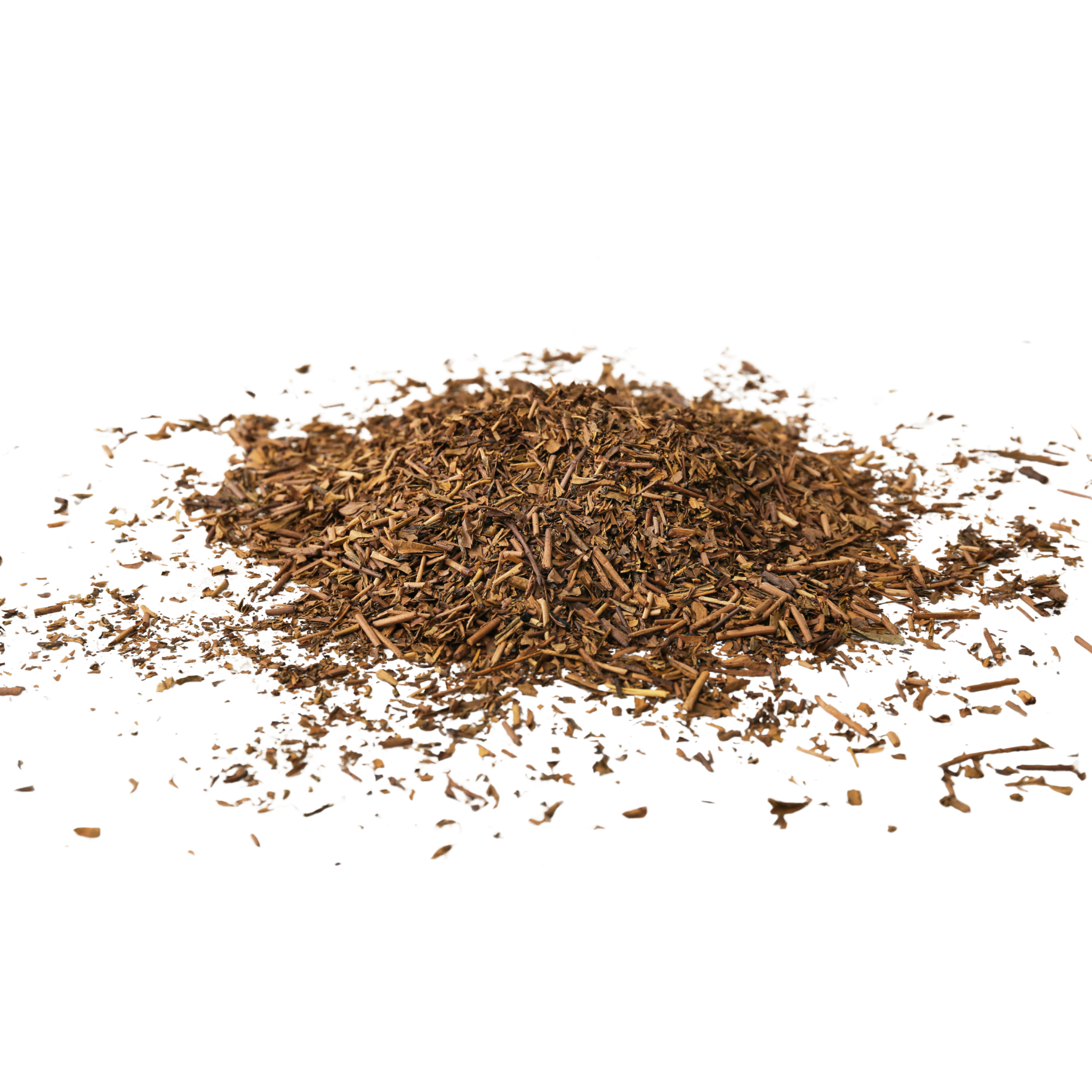 A small pile of Hojicha tea leaves