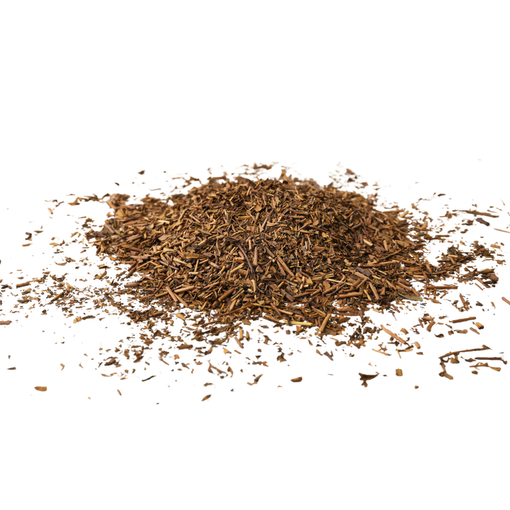 A small pile of Hojicha tea leaves