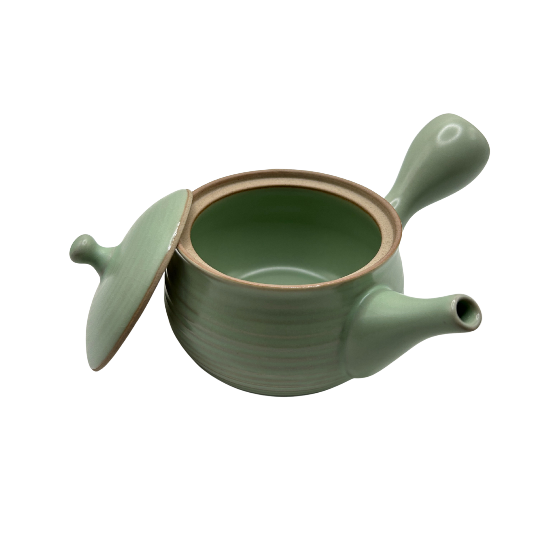 Green jade colored ceramic teapot