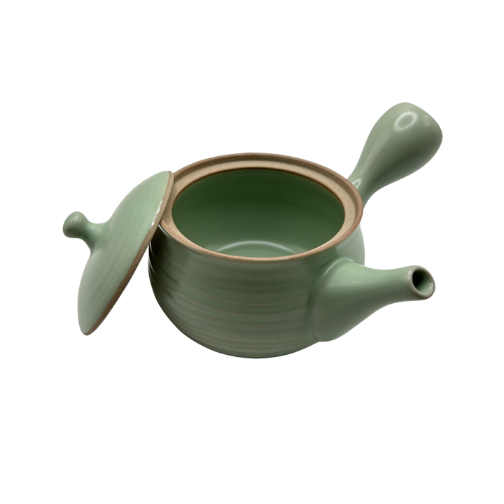 Green jade colored ceramic teapot