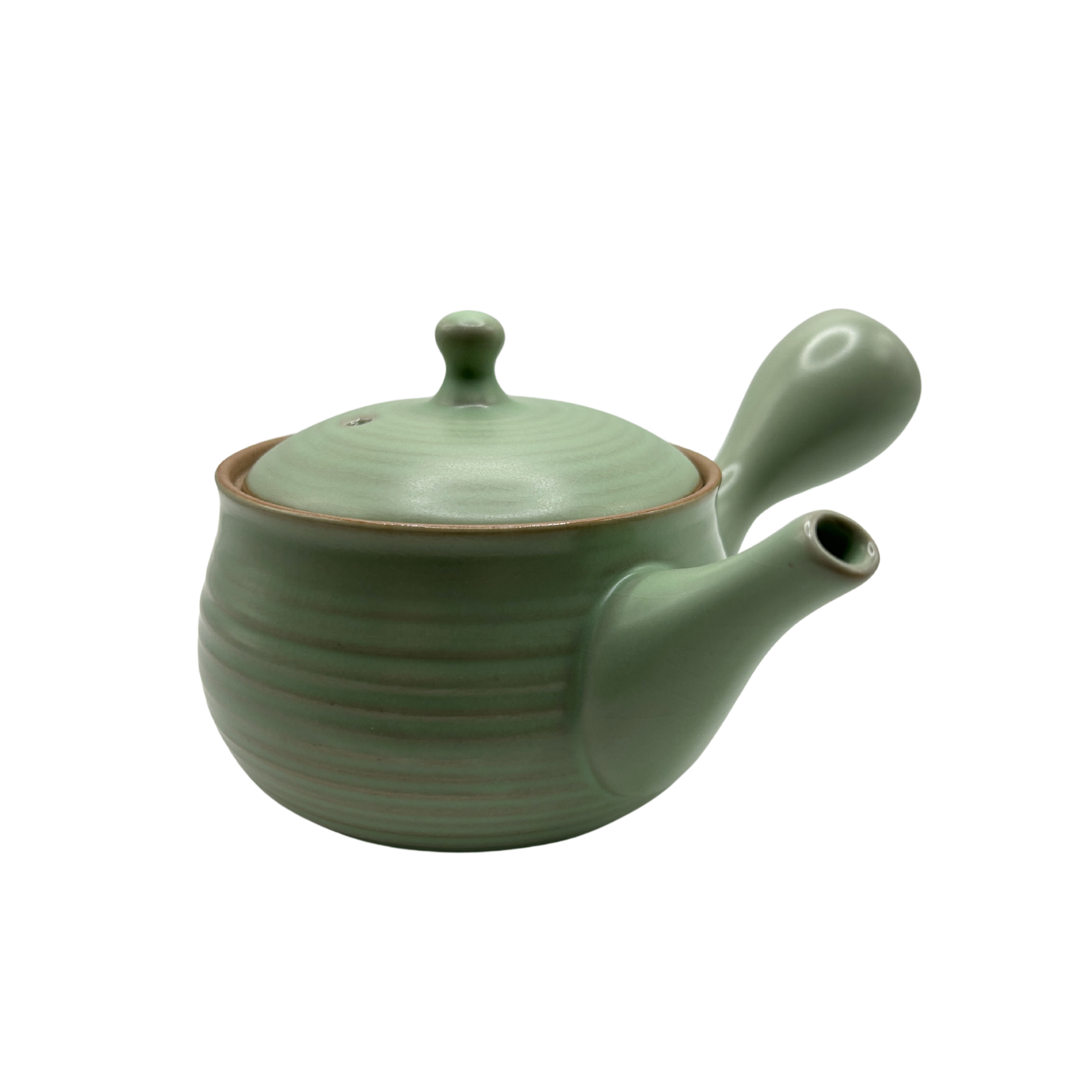 Green jade colored ceramic teapot