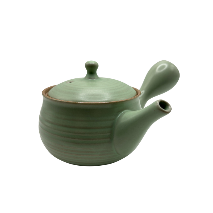 Green jade colored ceramic teapot