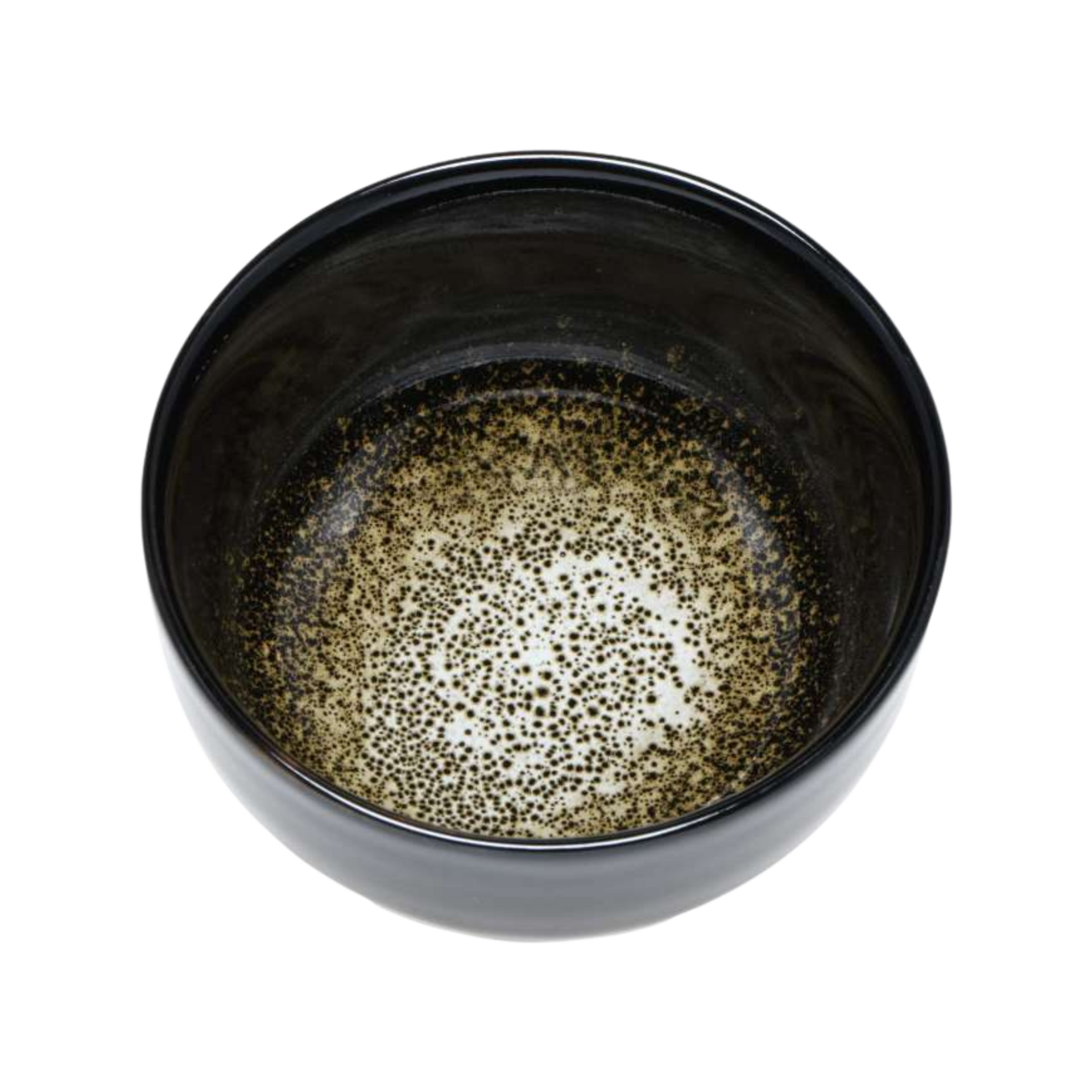 Japanese black ceramic Matcha bowl with speckled interior