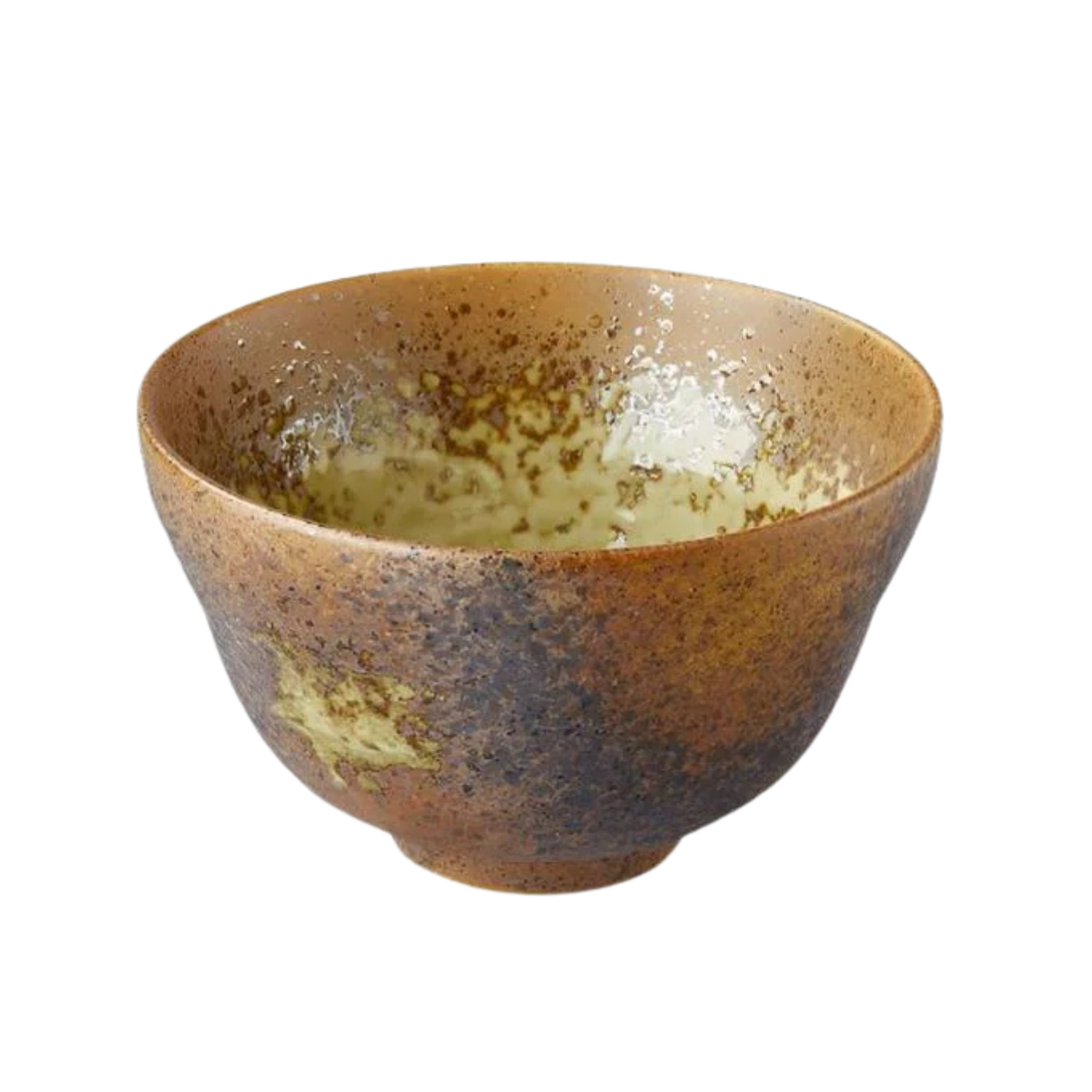 Japanese brown ceramic Matcha bowl with speckled earthy texture