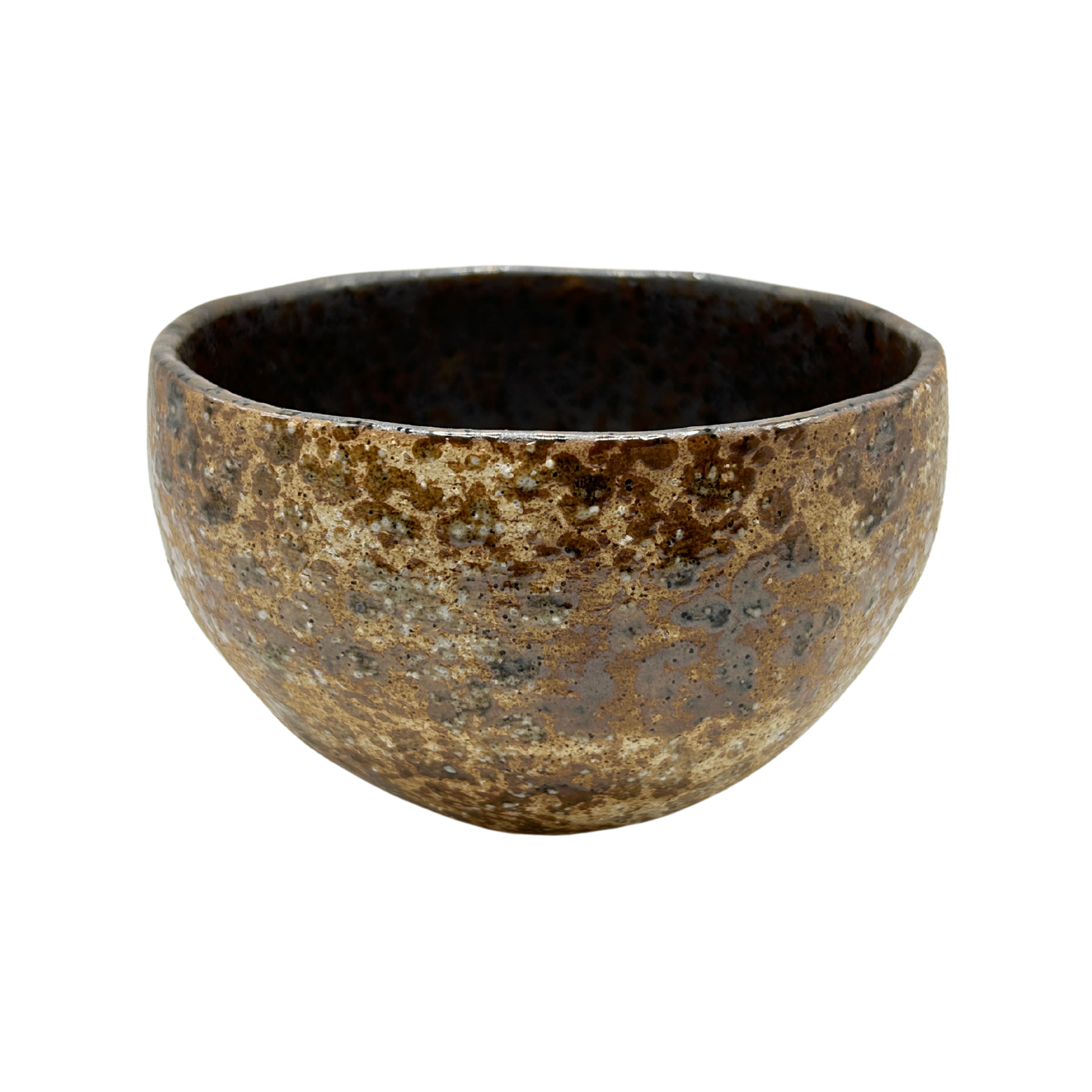 Japanese earthy brown ceramic Matcha bowl with rough surface