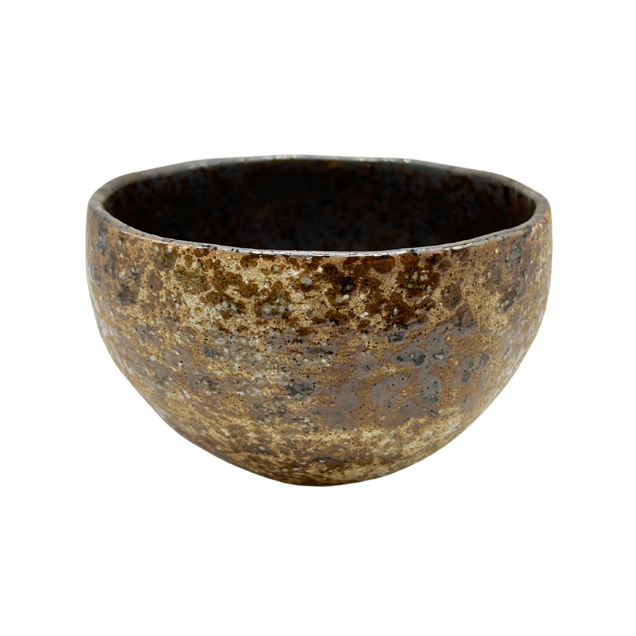 Japanese earthy brown ceramic Matcha bowl with rough surface