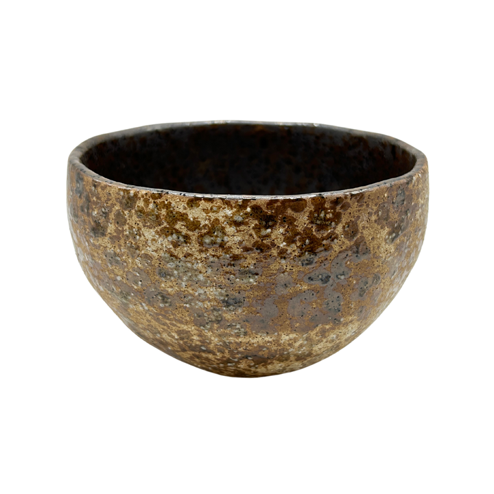 Japanese earthy brown ceramic Matcha bowl with rough surface