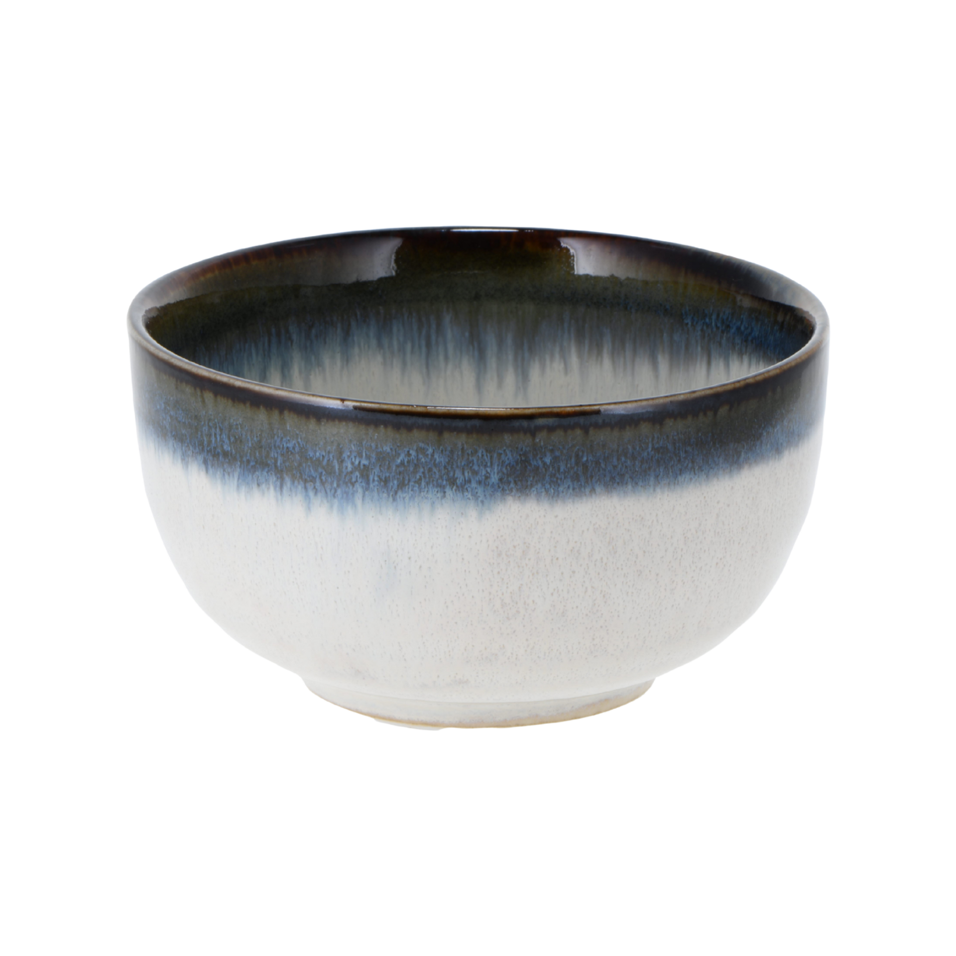 Japanese ceramic Matcha bowl with blue and white gradient color