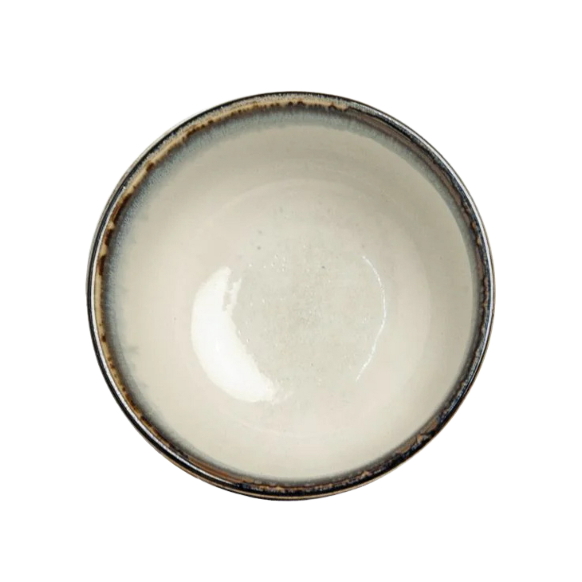 Japanese ceramic Matcha bowl with a rustic edge seen from top