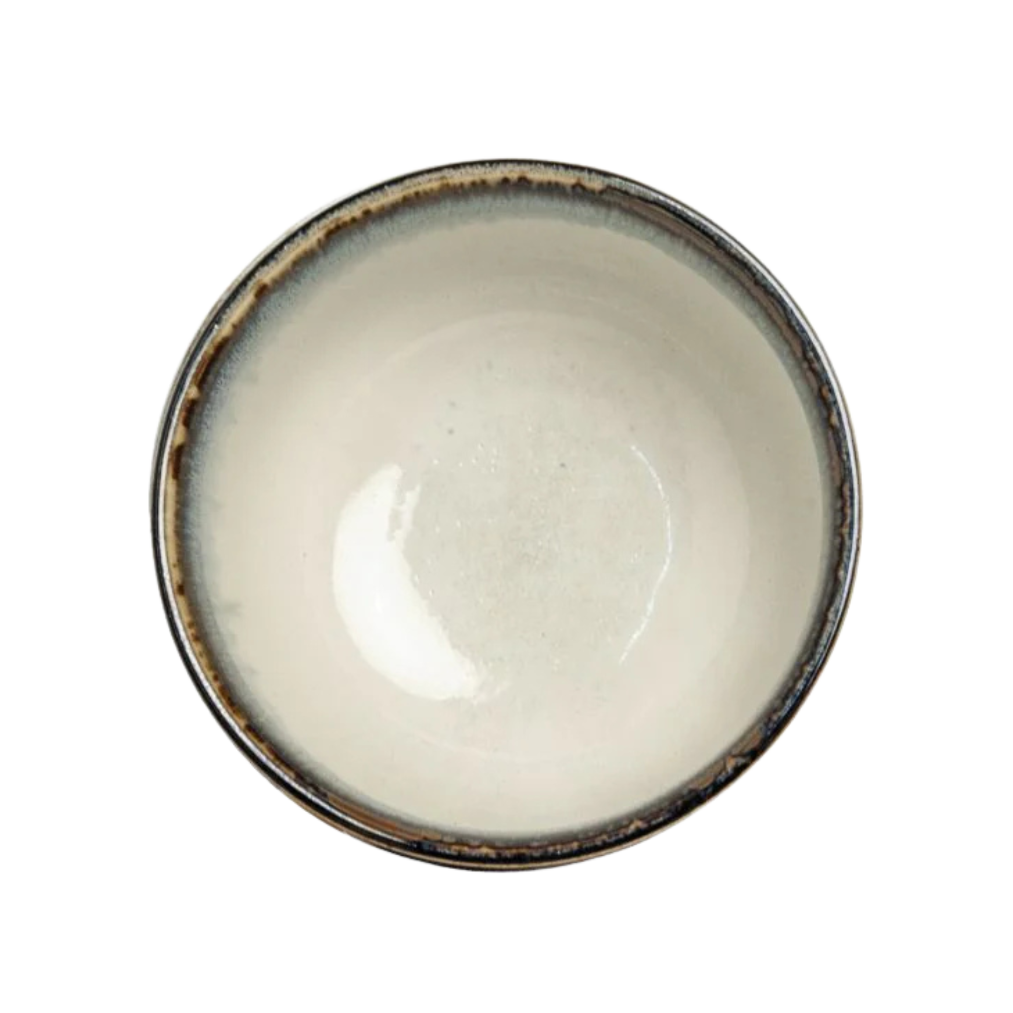 Japanese ceramic Matcha bowl with a rustic edge seen from top