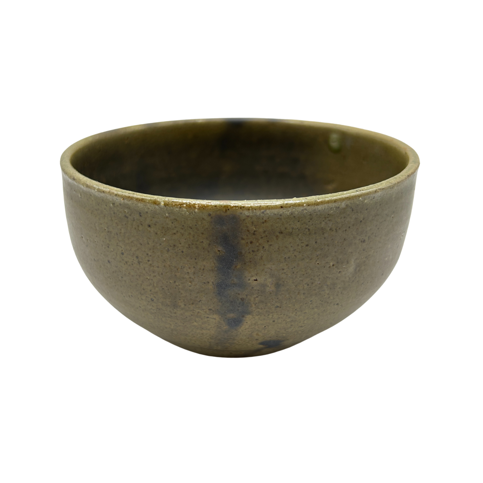Dusty green Matcha bowl with dark patterns