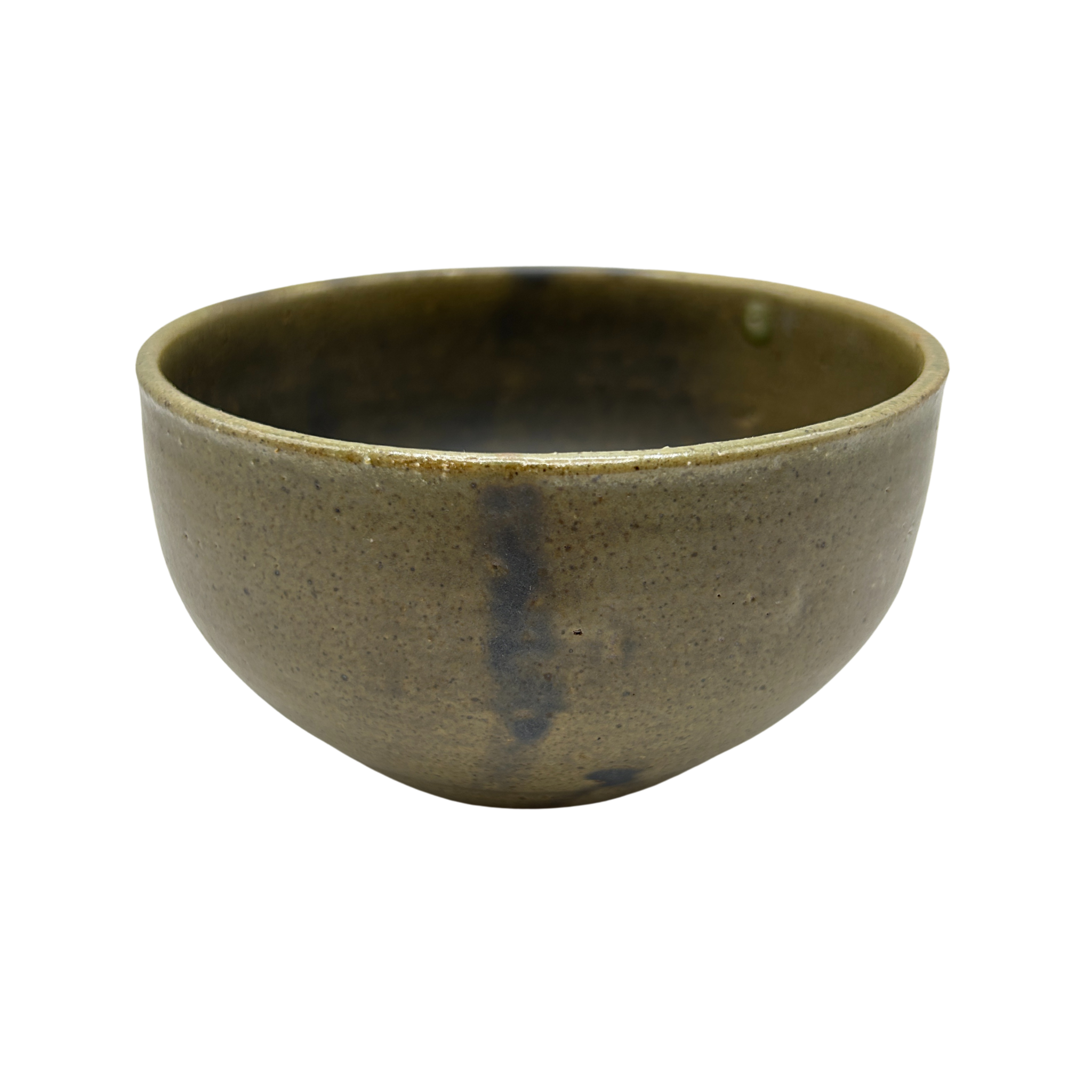 Dusty green Matcha bowl with dark patterns