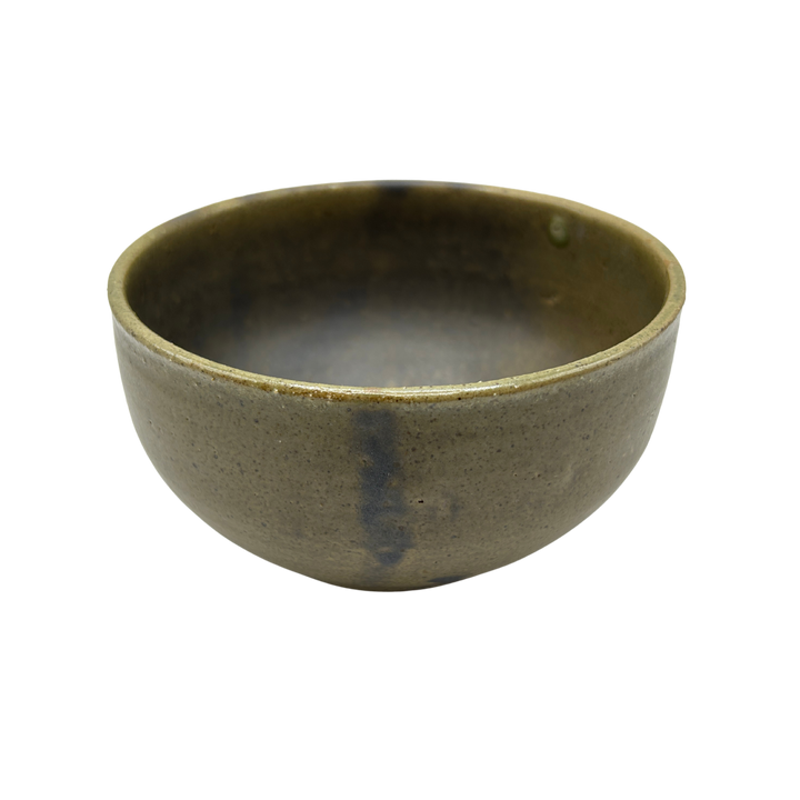 Dusty green Matcha bowl with dark patterns