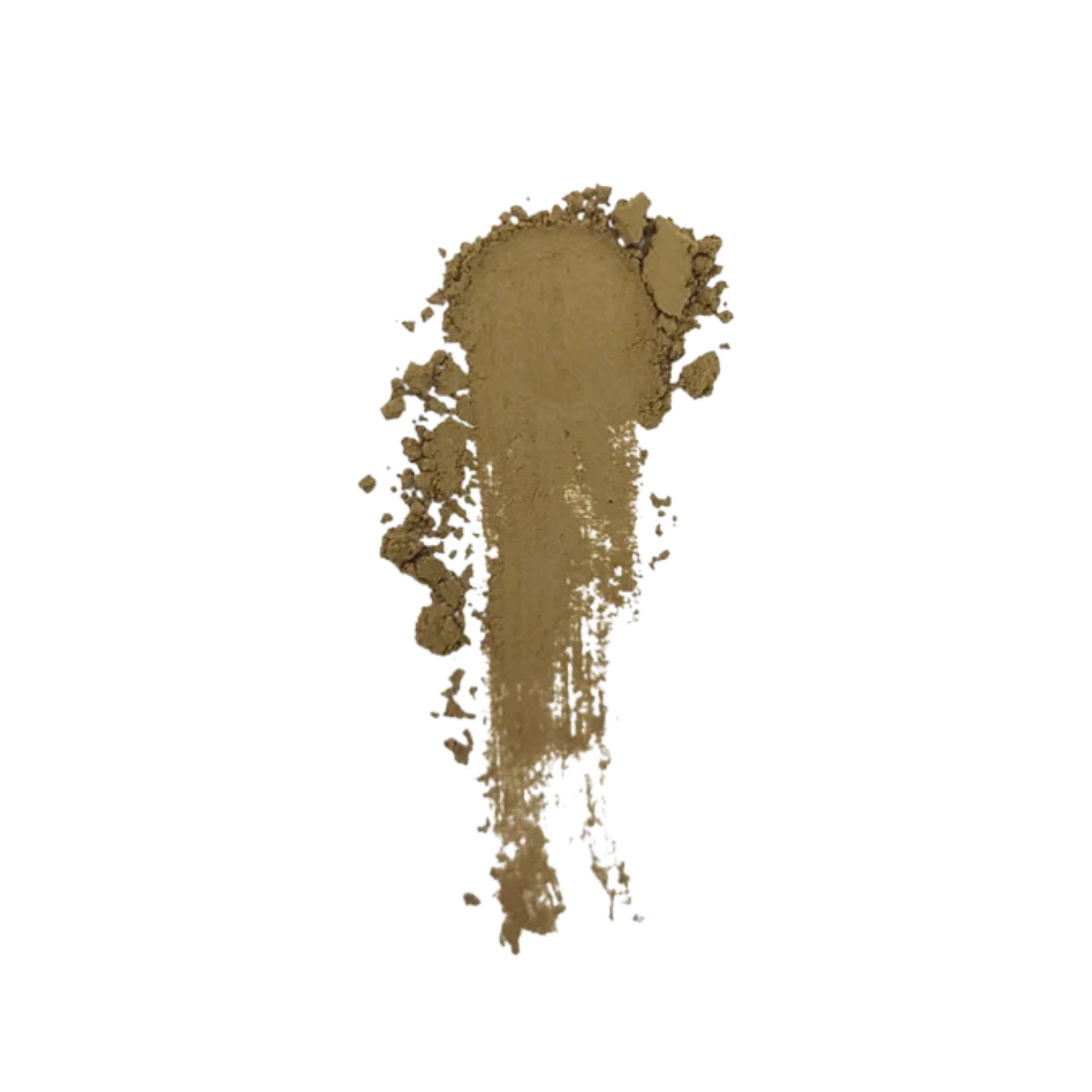 A textured smear of warm tan-brown hojicha powder