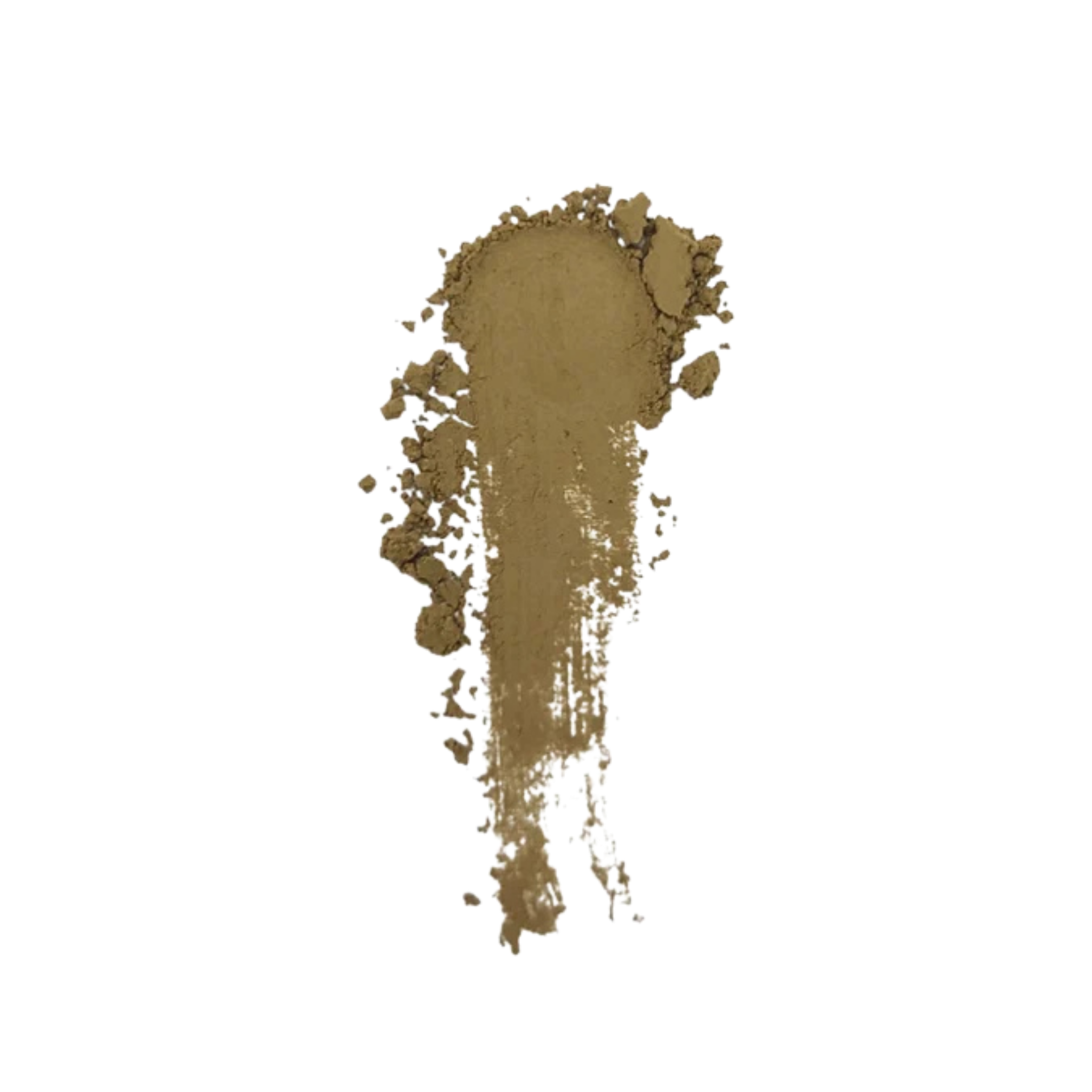 A textured smear of warm tan-brown hojicha powder